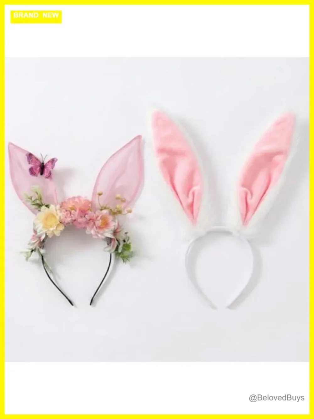 2-Piece Bunny Ears Headband Set Mesh Fabric Polyester Plastic for Easter